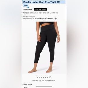 Lululemon wunder-under high rise tight 25” luon